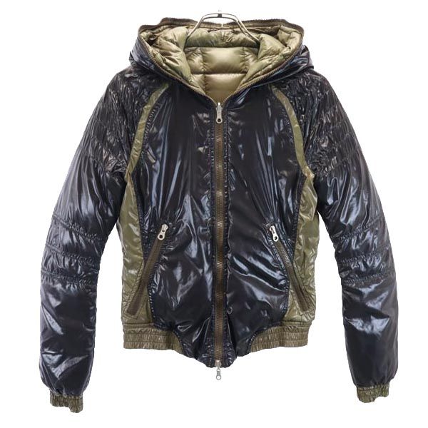 DUVETICA デュベティカ リバーシブル ダウンジャケット 40 ブラック/ブラウン系 フード レディース