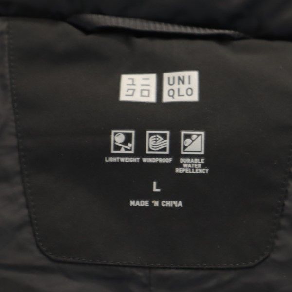 UNIQLO ユニクロ 長袖 シームレス ダウンジャケット L ブラック系 フード メンズ