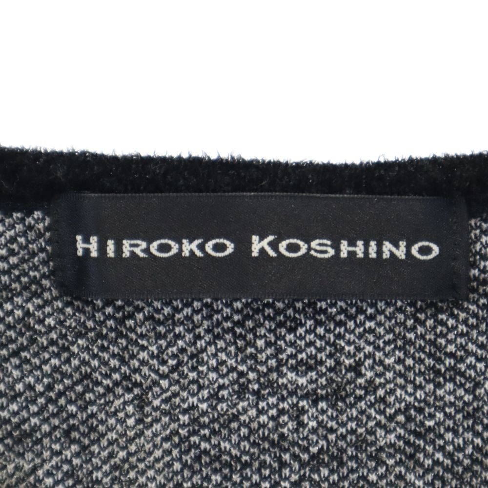 ヒロココシノ 総柄 長袖 セーター 38 ブラック系 HIROKO KOSHINO 日本製 レディース