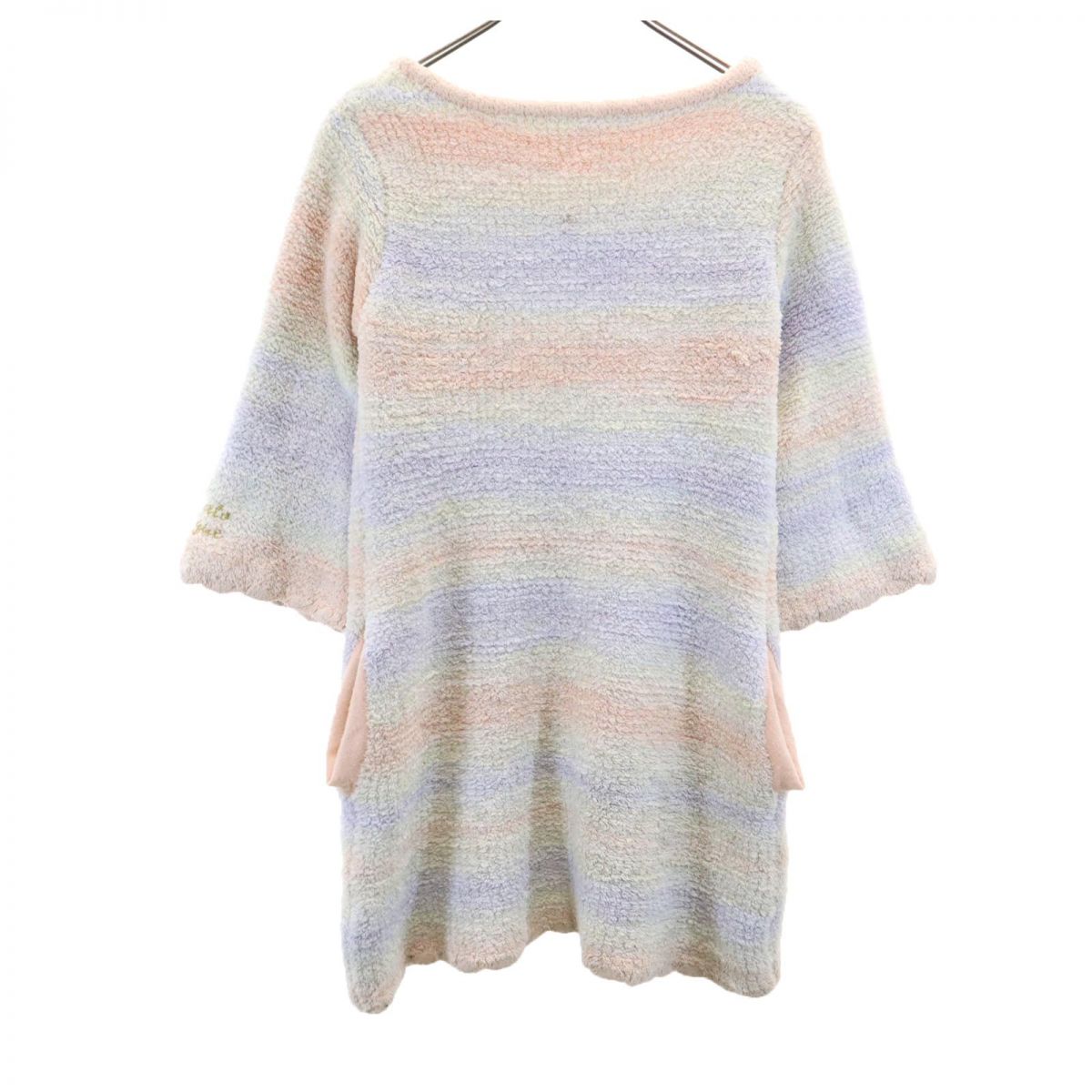 ジェラートピケ ボーダー 7分袖 ふわもこ 七分袖 ルームウェア F ピンク系 gelato pique チュニック レディース