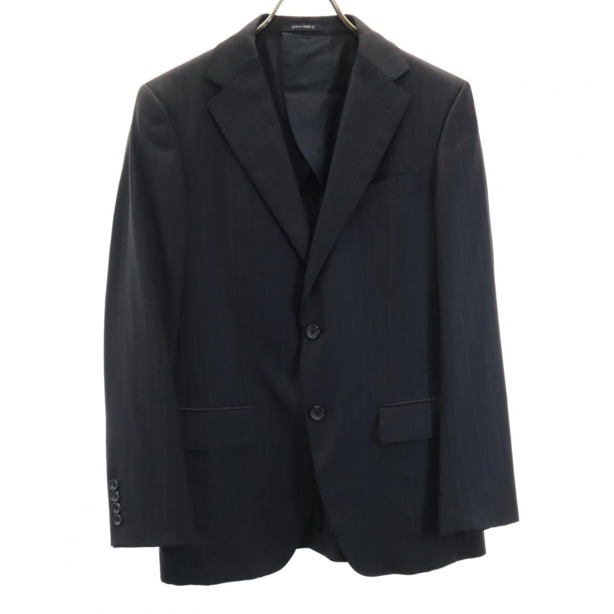 プラチナコムサ ウール ストライプ柄 スーツ 上下 セットアップ 44 黒 platinumCOMMECA メンズ