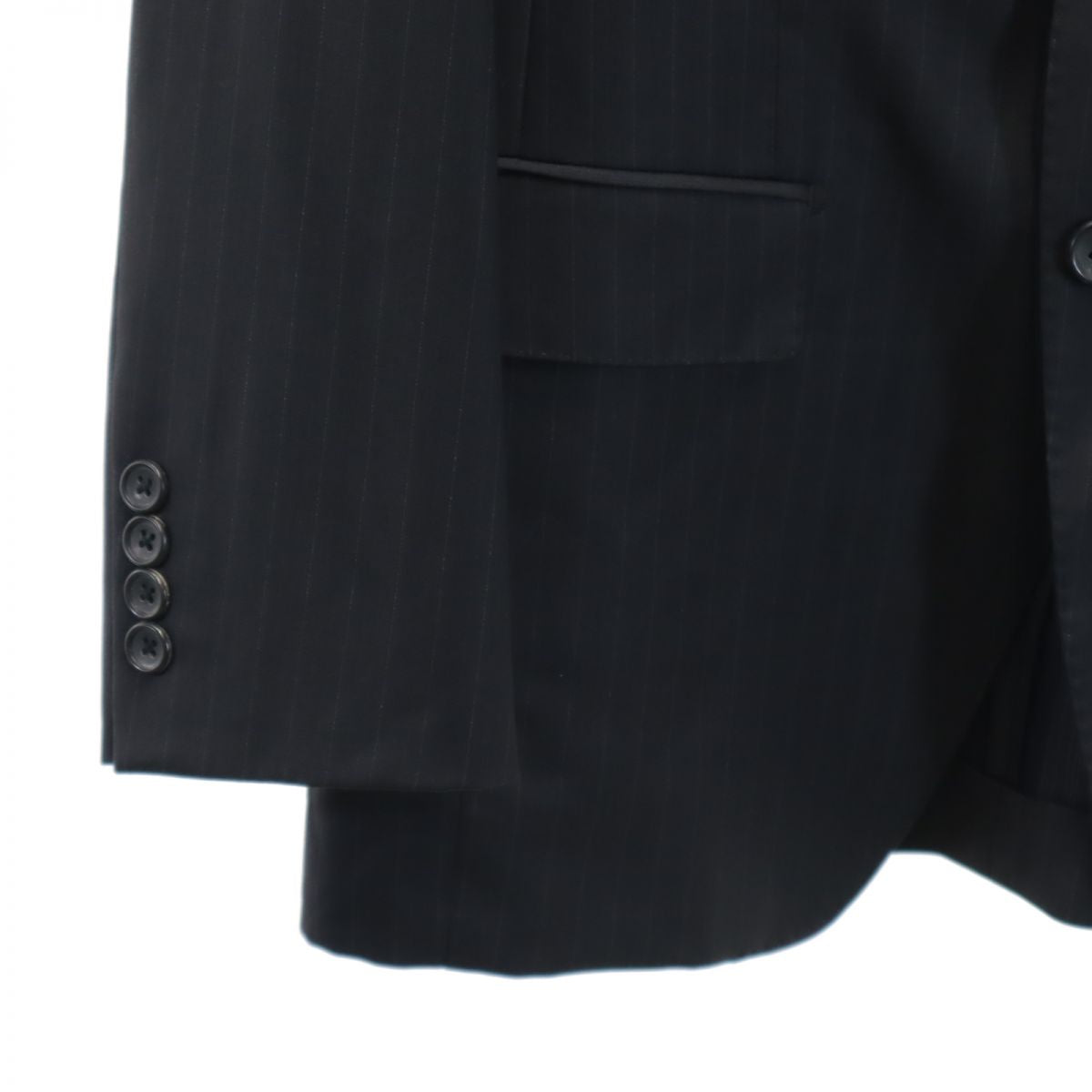 プラチナコムサ ウール ストライプ柄 スーツ 上下 セットアップ 44 黒 platinumCOMMECA メンズ