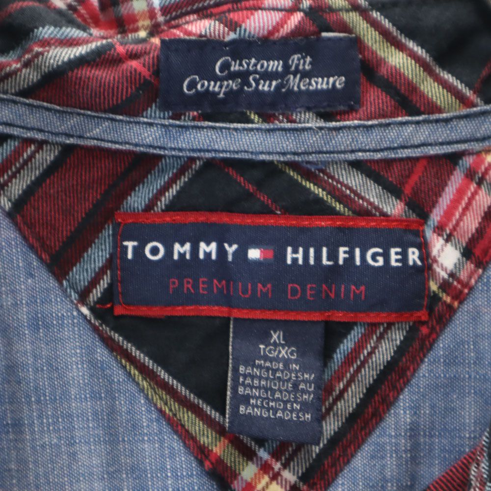 トミーヒルフィガー 長袖 チェックシャツ XL レッド系 TOMMY HILFIGER メンズ