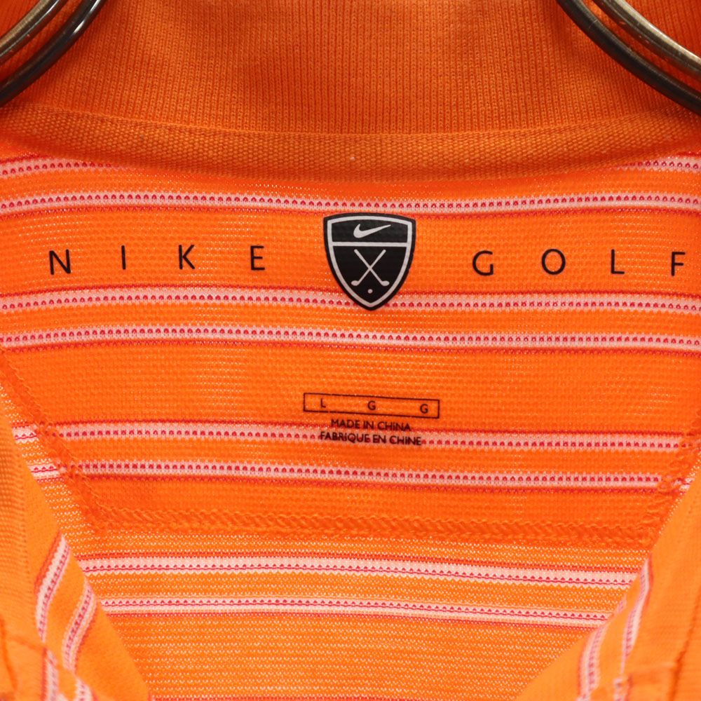 NIKE GOLF ナイキゴルフ ボーダー柄 ゴルフ 半袖 ポロシャツ L オレンジ系 メンズ