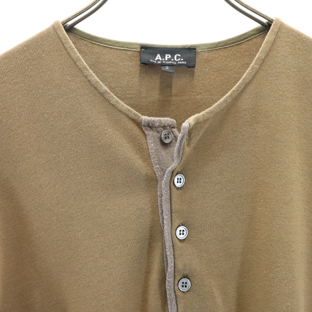アーペーセー 日本製 半袖 ヘンリーネック Tシャツ 2 ブラウン A.P.C. メンズ
