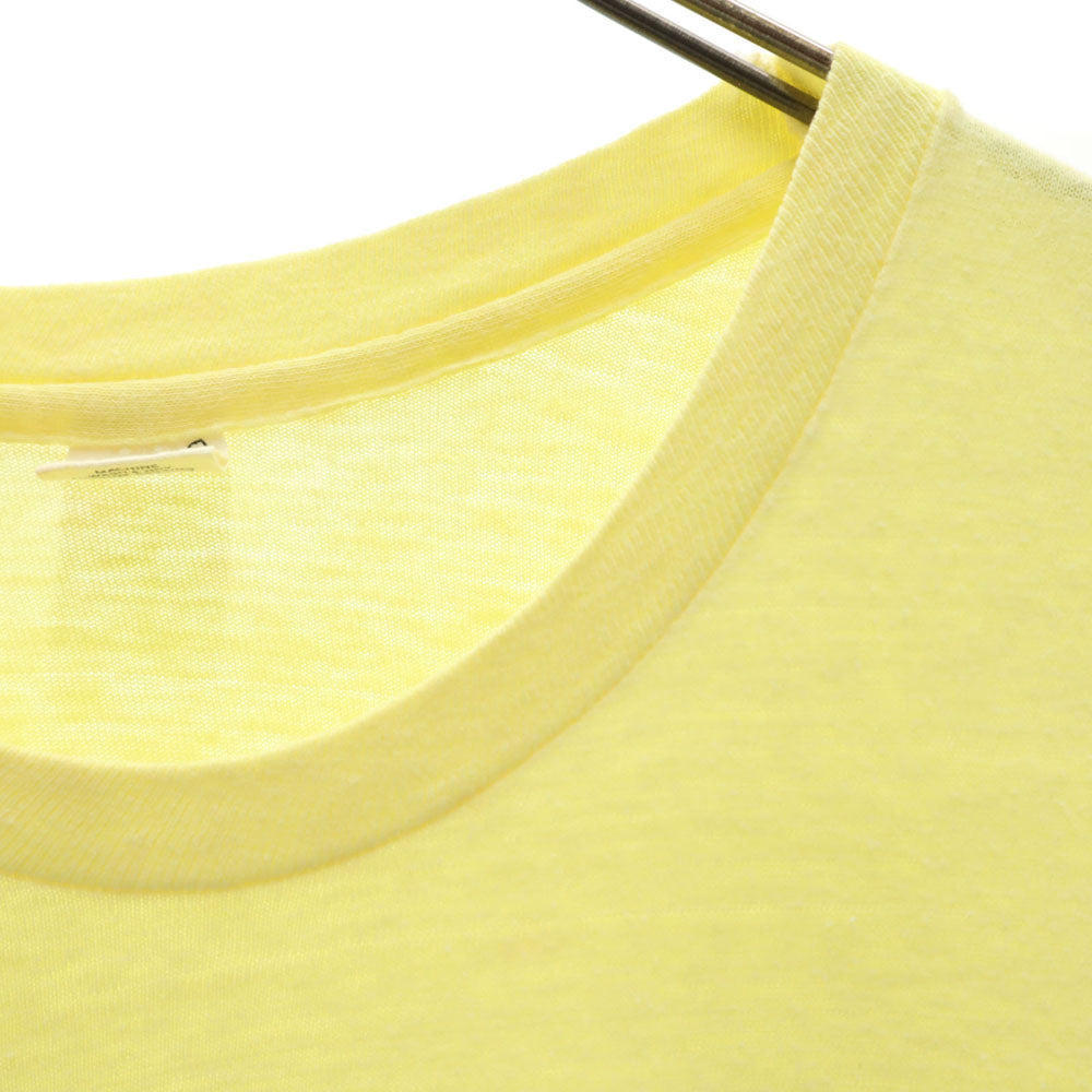 Hanes ヘインズ 70s USA製 オレンジタグ ヴィンテージ プリント 半袖 Tシャツ S 34-36 イエロー メンズ