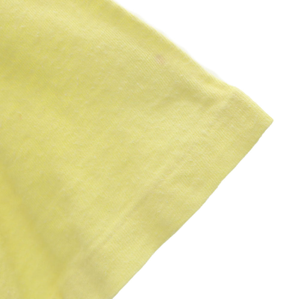 Hanes ヘインズ 70s USA製 オレンジタグ ヴィンテージ プリント 半袖 Tシャツ S 34-36 イエロー メンズ