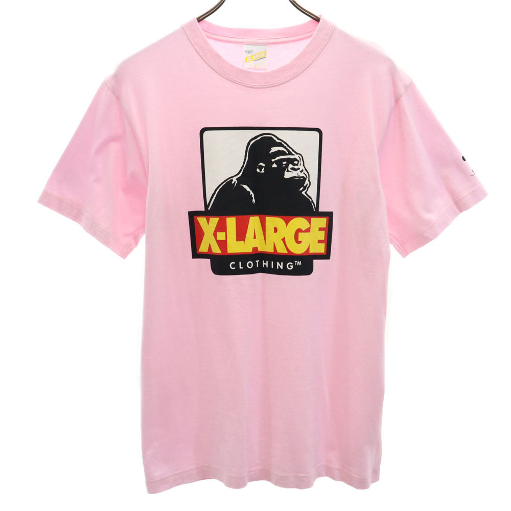 XLARGE エクストララージ 日本製 プリント ミッキー 半袖 Tシャツ S ピンク メンズ