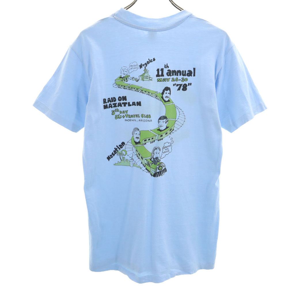 Hanes ヘインズ 70s USA製 ヴィンテージ オレンジタグ 半袖 Tシャツ M 水色 メンズ