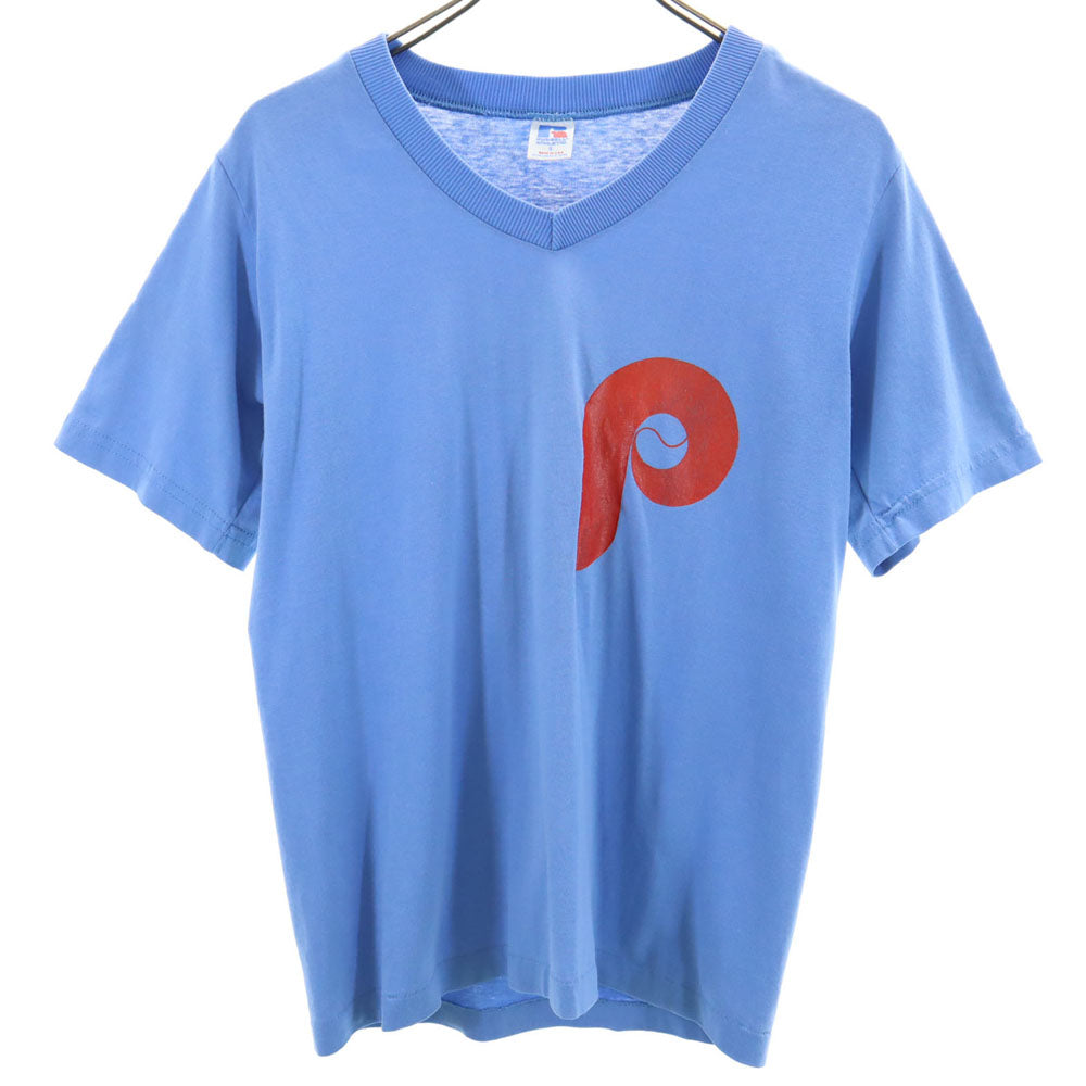 RUSSELL ATHLETIC ラッセルアスレチック 90s USA製 オールド 半袖 Vネック Tシャツ S ブルー系 メンズ