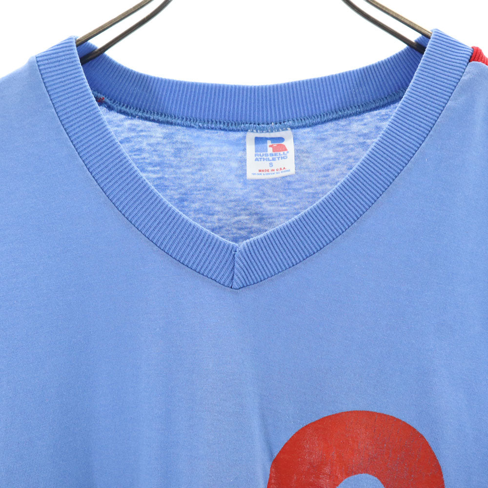 RUSSELL ATHLETIC ラッセルアスレチック 90s USA製 オールド 半袖 Vネック Tシャツ S ブルー系 メンズ