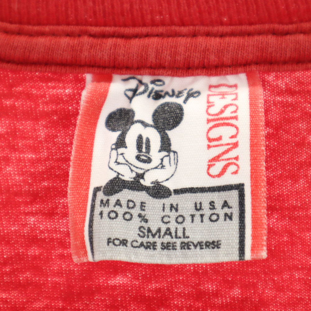 Disney ディズニー 90s USA製 オールド 半袖 Tシャツ S 赤 DESIGNS ミッキーマウス メンズ