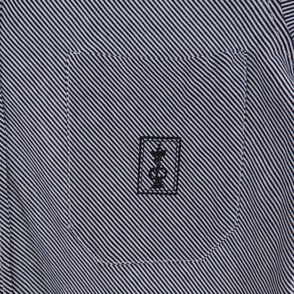 LANVIN ランバン イタリア製 斜めストライプ柄 半袖 ポロシャツ 4 ネイビー×ホワイト ボーダー柄 メンズ