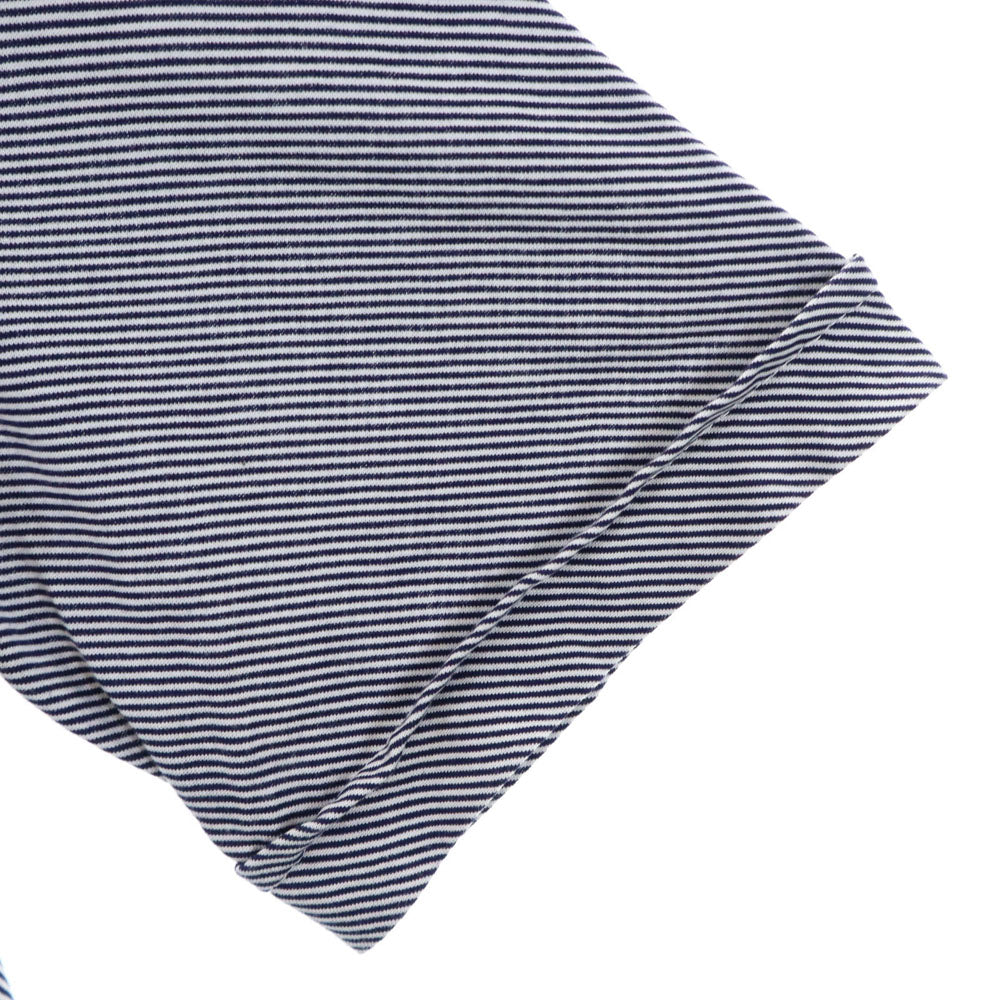 LANVIN ランバン イタリア製 斜めストライプ柄 半袖 ポロシャツ 4 ネイビー×ホワイト ボーダー柄 メンズ