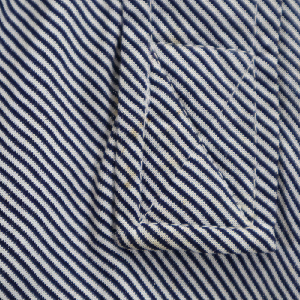 LANVIN ランバン イタリア製 斜めストライプ柄 半袖 ポロシャツ 4 ネイビー×ホワイト ボーダー柄 メンズ