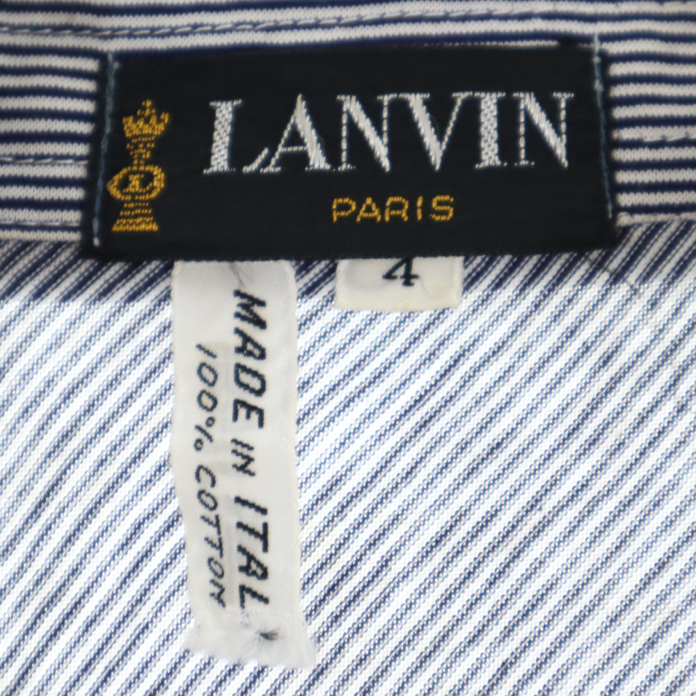 LANVIN ランバン イタリア製 斜めストライプ柄 半袖 ポロシャツ 4 ネイビー×ホワイト ボーダー柄 メンズ