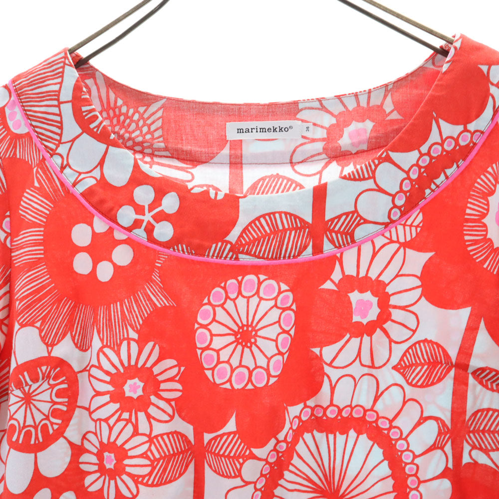 marimekko マリメッコ 総柄 半袖 カットソー 36 レッド系 レディース