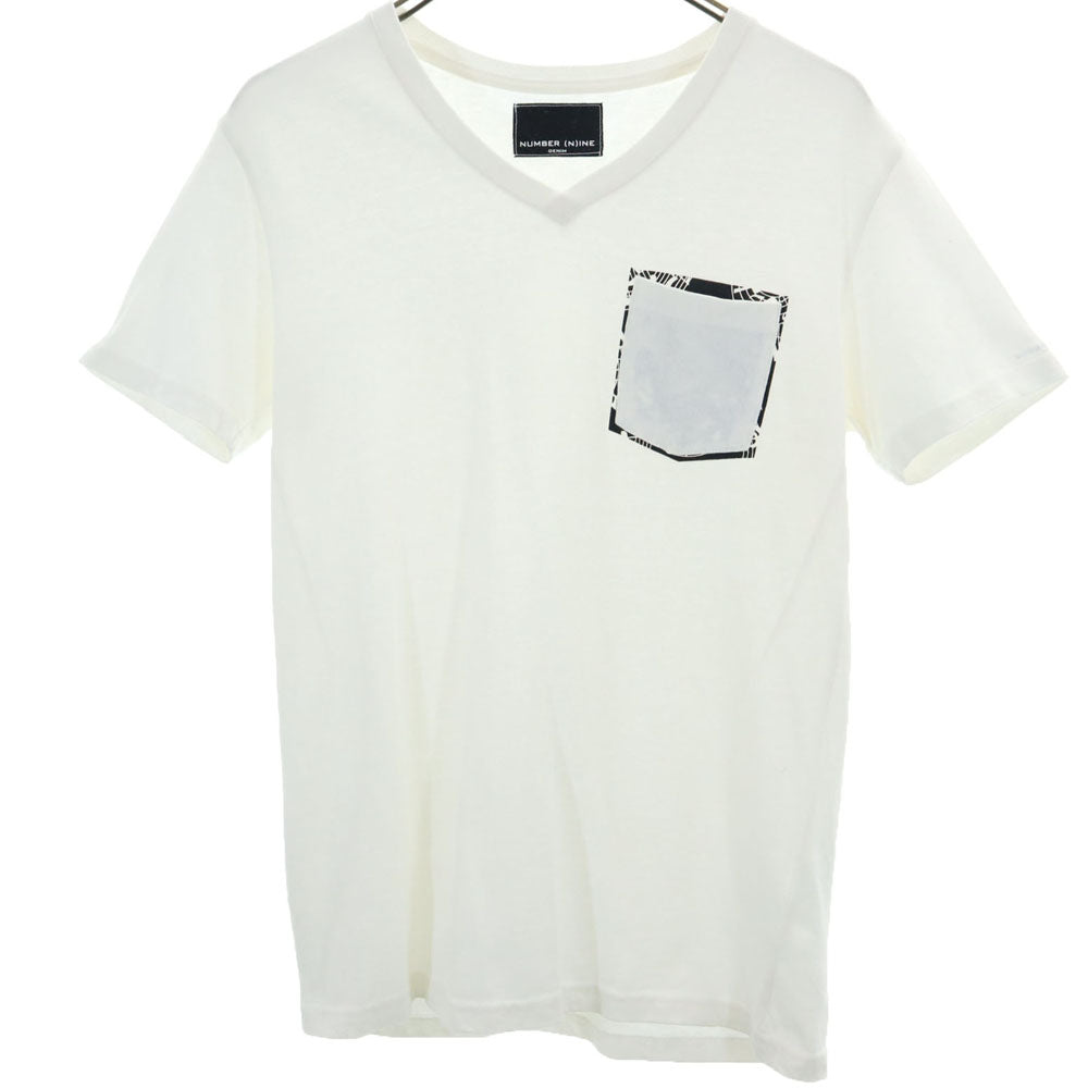 ナンバーナイン 半袖 Vネック Tシャツ M ホワイト系 NUMBER(N)INE ポケT メンズ