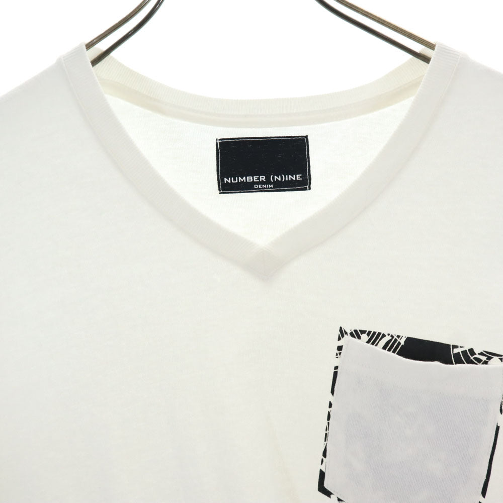 ナンバーナイン 半袖 Vネック Tシャツ M ホワイト系 NUMBER(N)INE ポケT メンズ