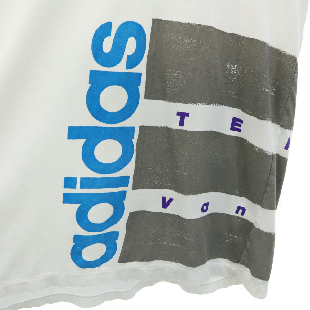 adidas アディダス 80s デサント 日本製 ヴィンテージ 半袖 Tシャツ L-O ホワイト メンズ