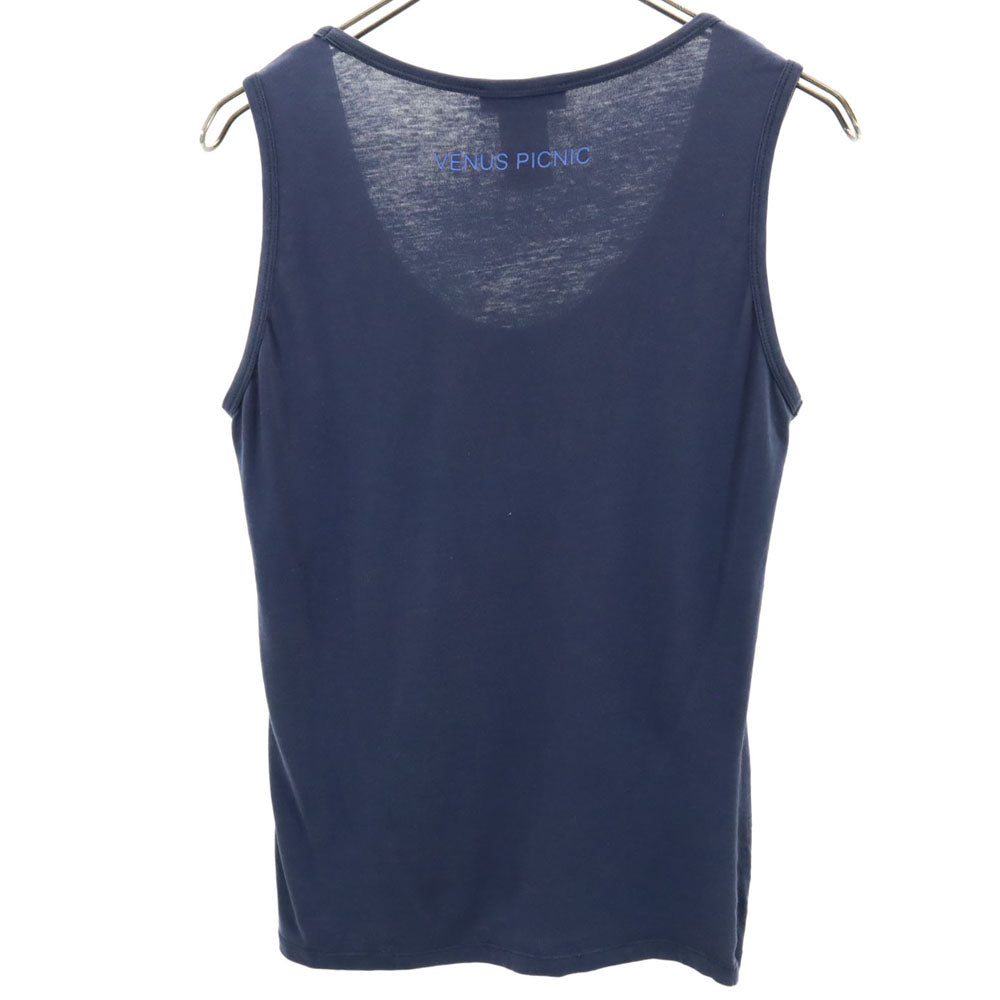 CELINE セリーヌ ポルトガル製 ノースリーブ タンクトップ S ネイビー レディース