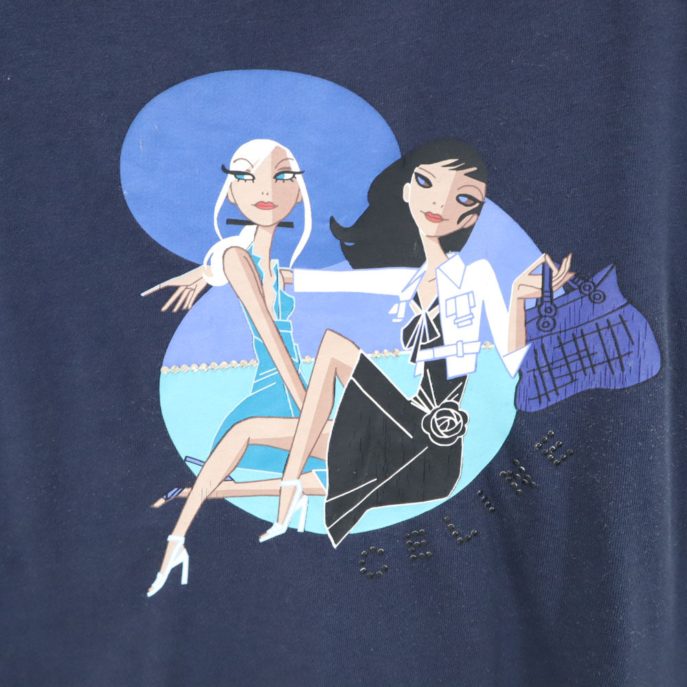 CELINE セリーヌ ポルトガル製 ノースリーブ タンクトップ S ネイビー レディース