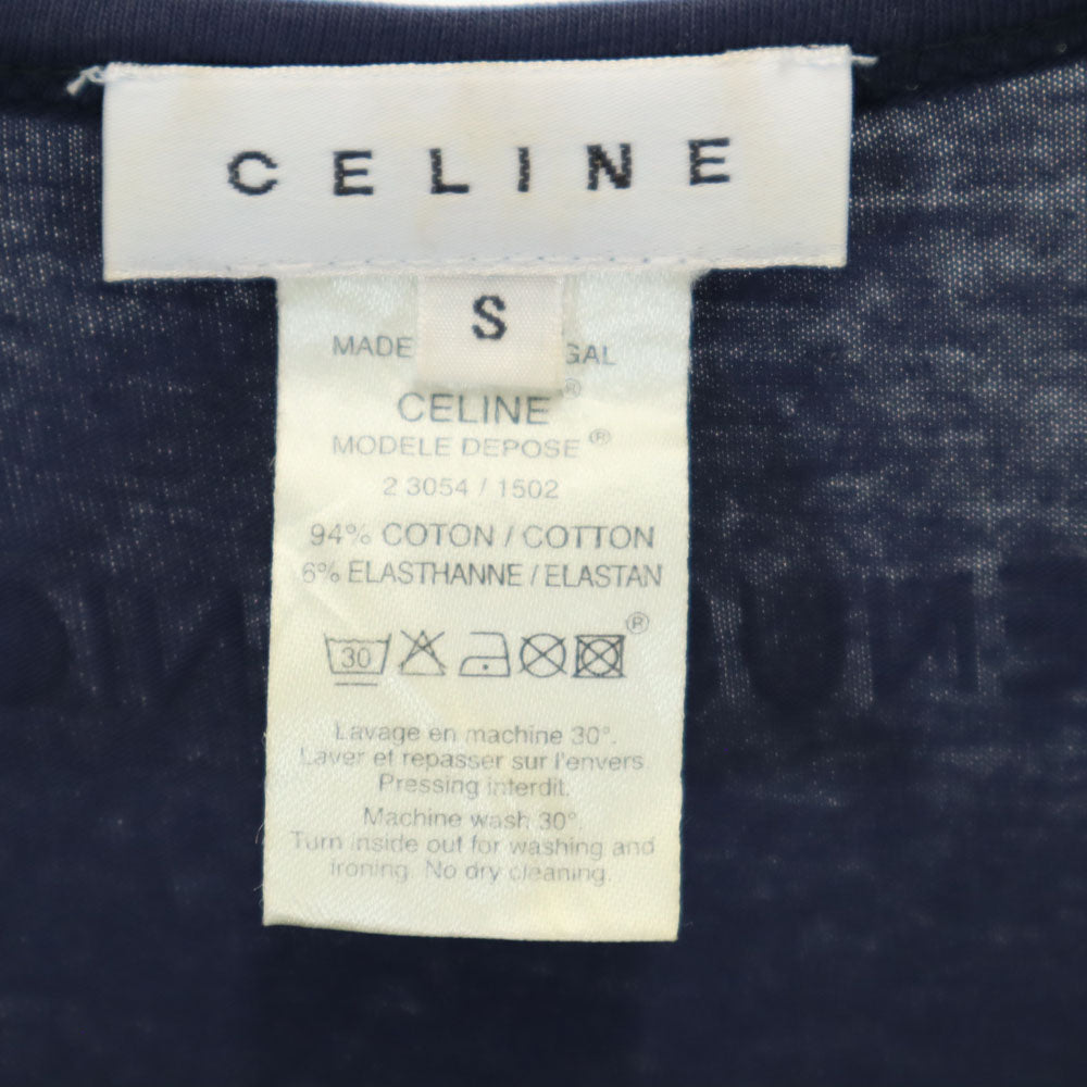 CELINE セリーヌ ポルトガル製 ノースリーブ タンクトップ S ネイビー レディース