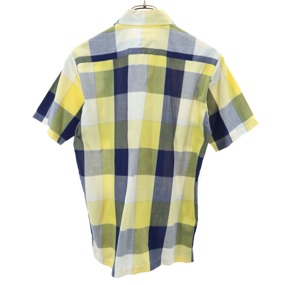 Manhattan UNIVERSITY ROW 80s ヴィンテージ 日本規格 チェック柄 半袖 シャツ M イエロー系 メンズ