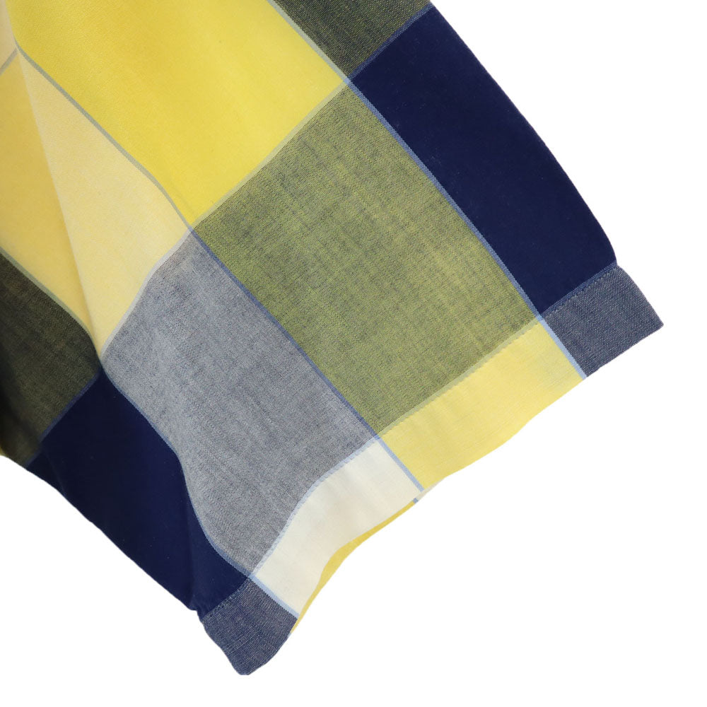 Manhattan UNIVERSITY ROW 80s ヴィンテージ 日本規格 チェック柄 半袖 シャツ M イエロー系 メンズ