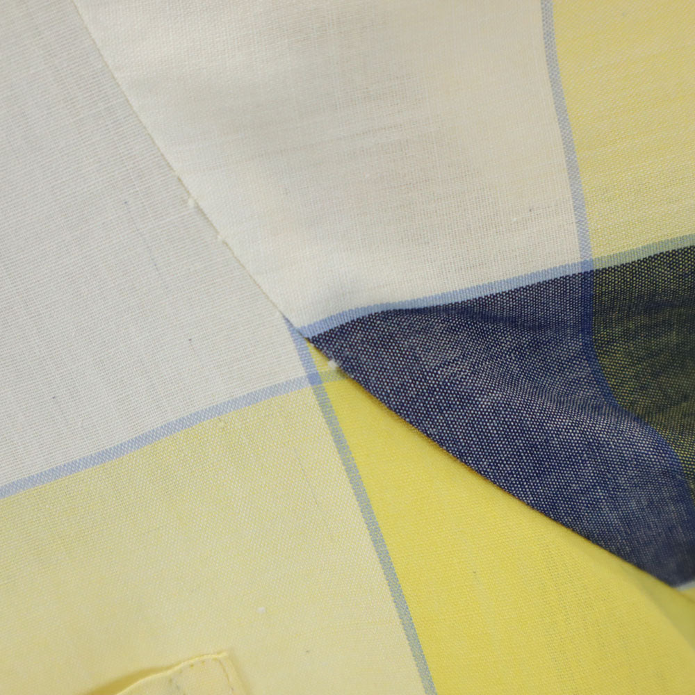 Manhattan UNIVERSITY ROW 80s ヴィンテージ 日本規格 チェック柄 半袖 シャツ M イエロー系 メンズ