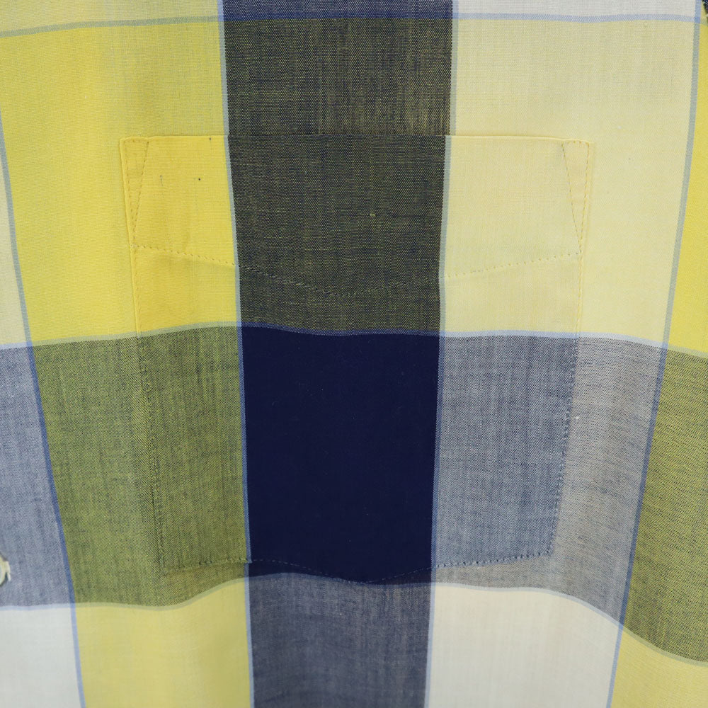 Manhattan UNIVERSITY ROW 80s ヴィンテージ 日本規格 チェック柄 半袖 シャツ M イエロー系 メンズ