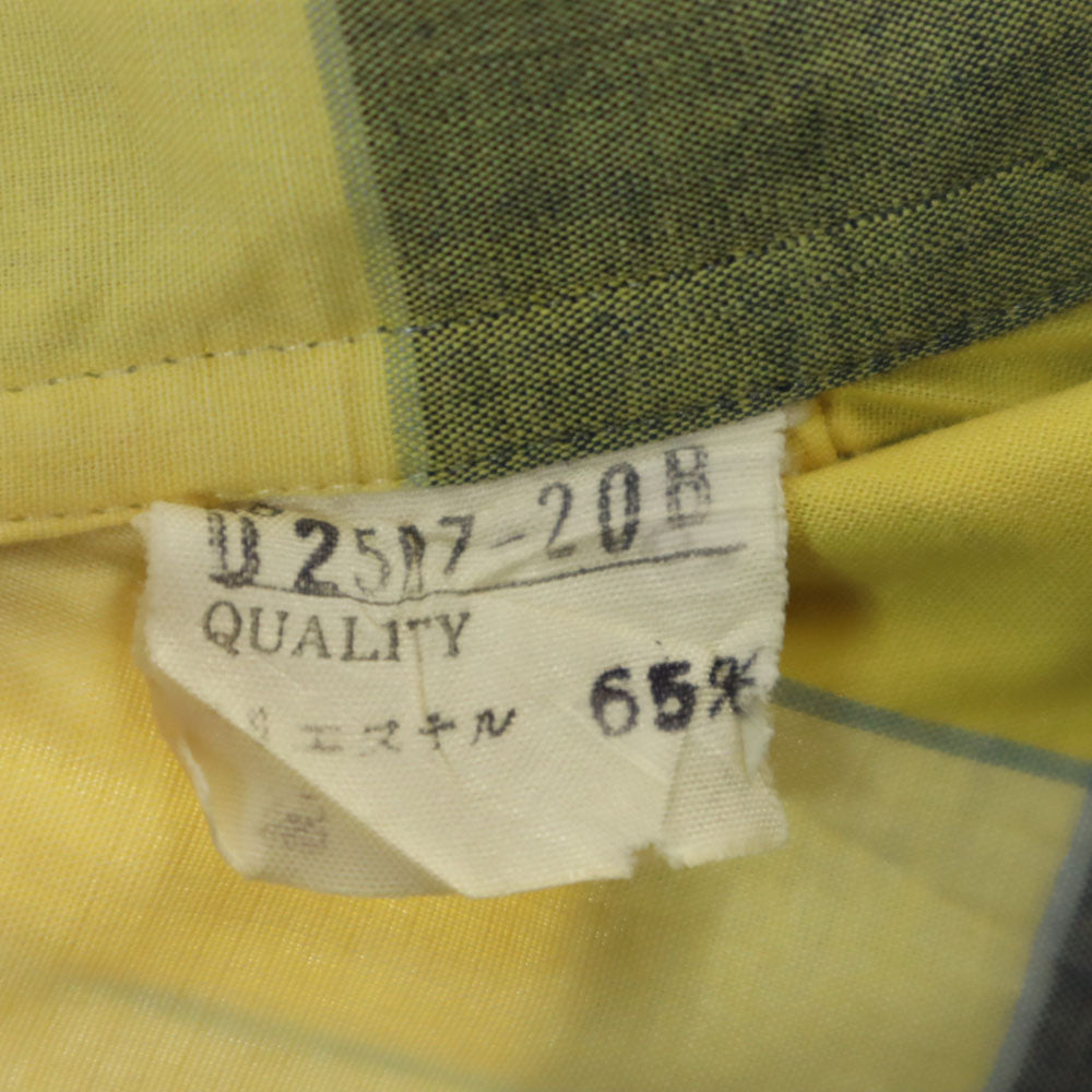 Manhattan UNIVERSITY ROW 80s ヴィンテージ 日本規格 チェック柄 半袖 シャツ M イエロー系 メンズ