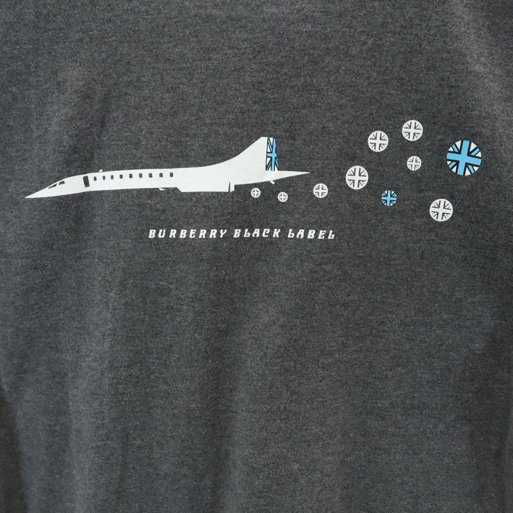 バーバリーブラックレーベル 三陽商会 バックプリント 半袖 Tシャツ 2 グレー×ブルー BURBERRY BLACK LABEL メンズ