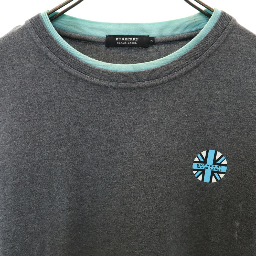 バーバリーブラックレーベル 三陽商会 バックプリント 半袖 Tシャツ 2 グレー×ブルー BURBERRY BLACK LABEL メンズ