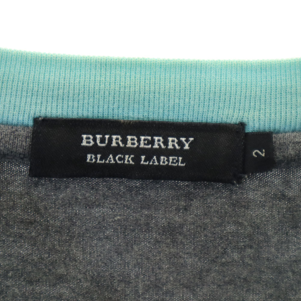 バーバリーブラックレーベル 三陽商会 バックプリント 半袖 Tシャツ 2 グレー×ブルー BURBERRY BLACK LABEL メンズ
