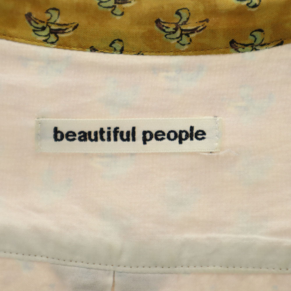 beautiful people ビューティフルピープル 日本製 総柄 半袖 ボタンダウンシャツ 170 イエロー系 キッズ