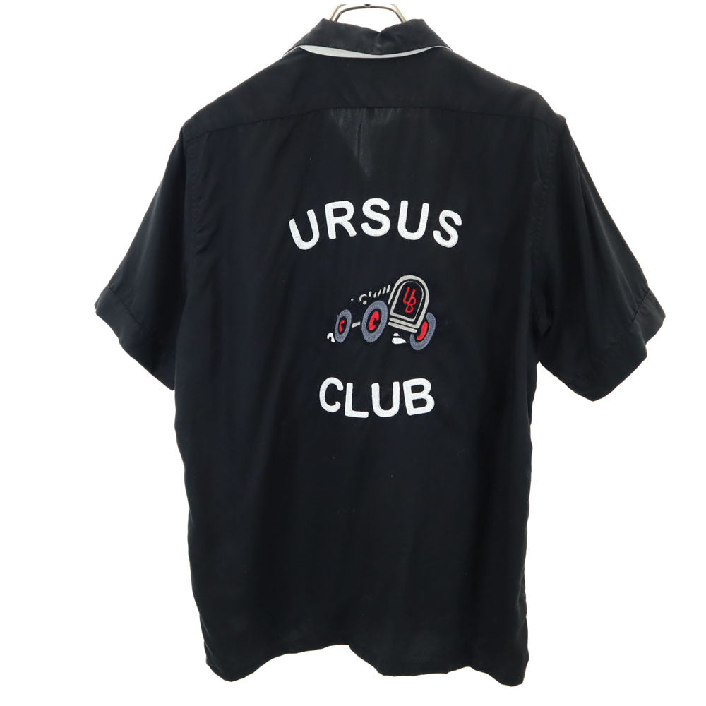 A BATHING APE アベイシングエイプ 日本製 バック刺繍 半袖 オープンカラーシャツ M ブラック ARSUS BAPE メンズ