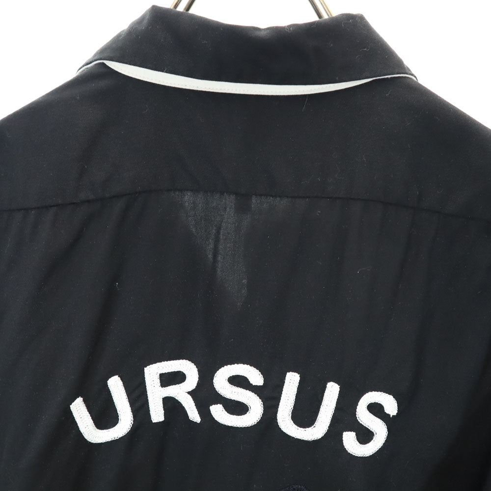 A BATHING APE アベイシングエイプ 日本製 バック刺繍 半袖 オープンカラーシャツ M ブラック ARSUS BAPE メンズ