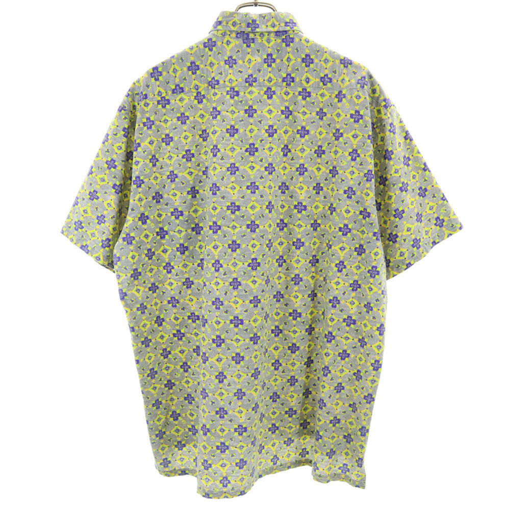 TRUNKS 90s オールド 総柄 半袖 ボタンダウンシャツ L グレー系 メンズ