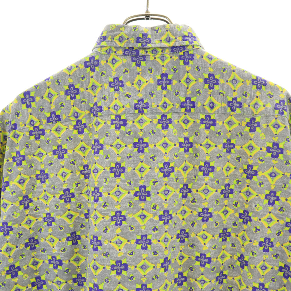 TRUNKS 90s オールド 総柄 半袖 ボタンダウンシャツ L グレー系 メンズ