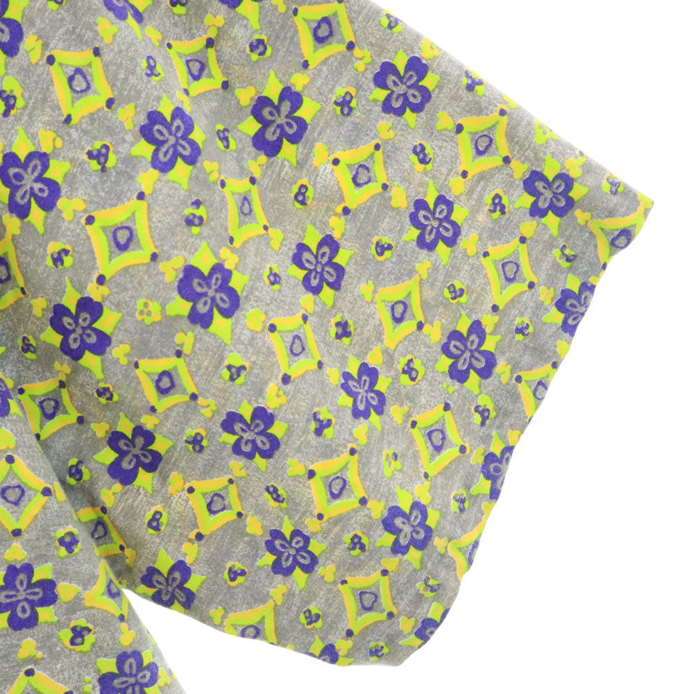 TRUNKS 90s オールド 総柄 半袖 ボタンダウンシャツ L グレー系 メンズ