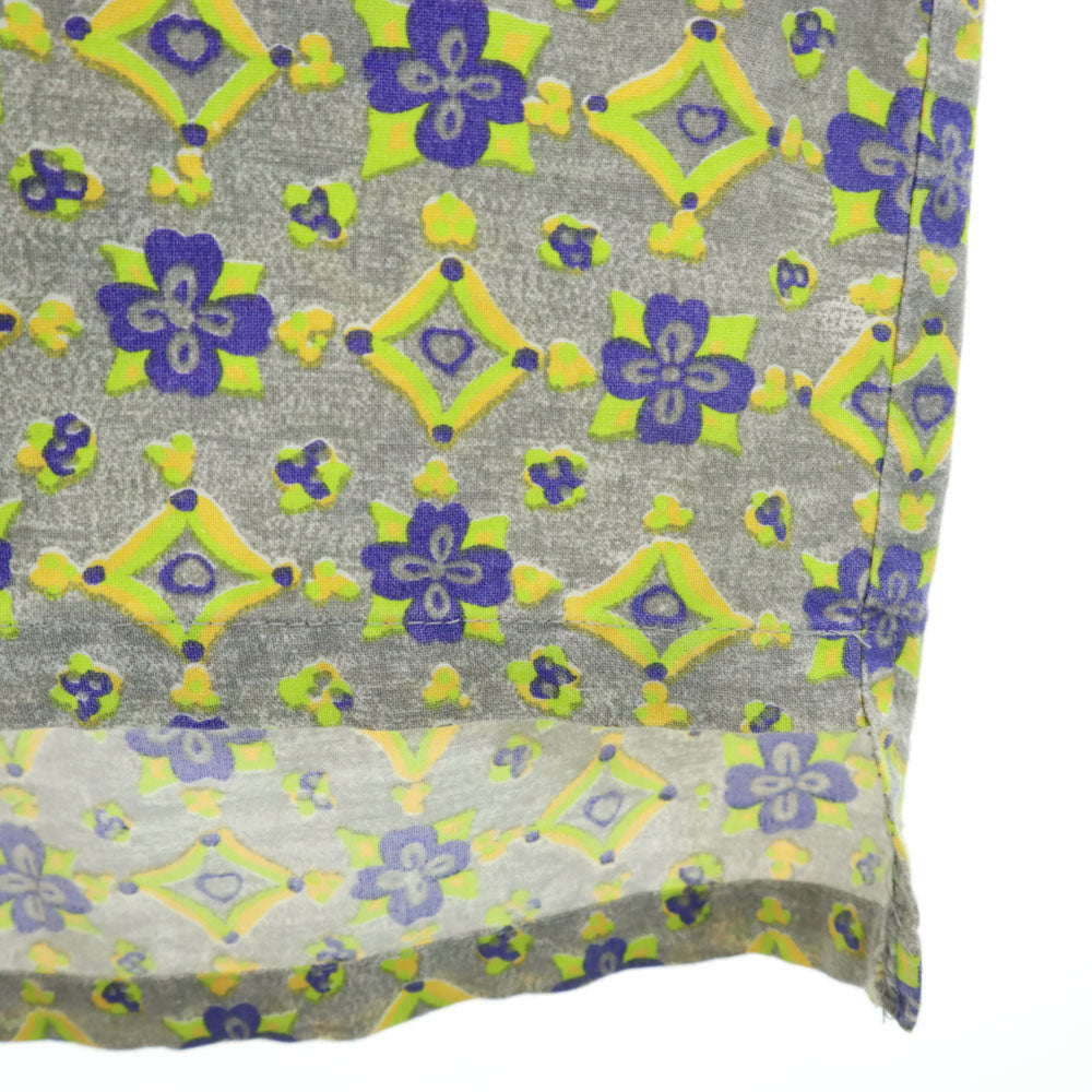 TRUNKS 90s オールド 総柄 半袖 ボタンダウンシャツ L グレー系 メンズ