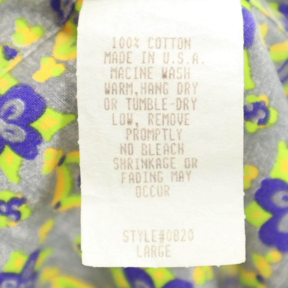 TRUNKS 90s オールド 総柄 半袖 ボタンダウンシャツ L グレー系 メンズ