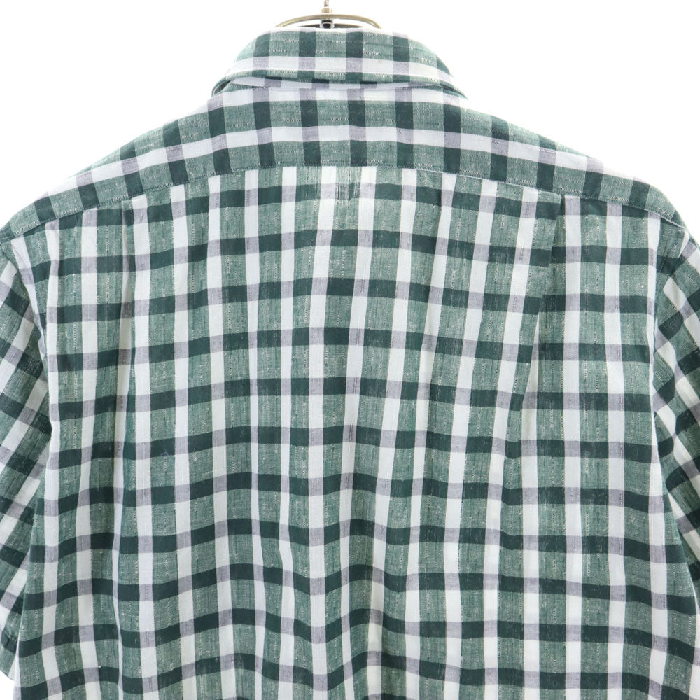 Christian Dior クリスチャンディオール 90s オールド チェック柄 半袖 シャツ M 緑×白 メンズ