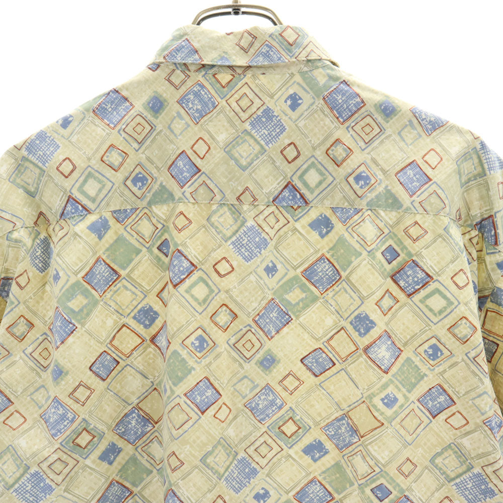 Pierre Cardin ピエールカルダン 90s 韓国製 オールド 総柄 半袖 シャツ M カーキ系 メンズ
