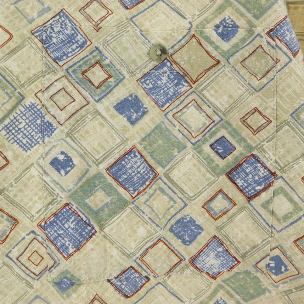 Pierre Cardin ピエールカルダン 90s 韓国製 オールド 総柄 半袖 シャツ M カーキ系 メンズ