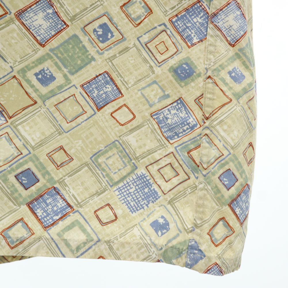 Pierre Cardin ピエールカルダン 90s 韓国製 オールド 総柄 半袖 シャツ M カーキ系 メンズ