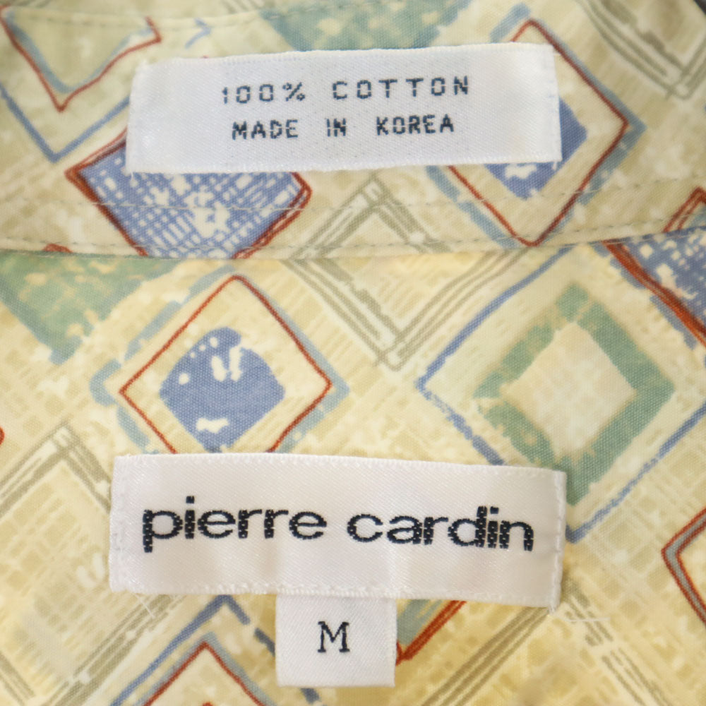 Pierre Cardin ピエールカルダン 90s 韓国製 オールド 総柄 半袖 シャツ M カーキ系 メンズ