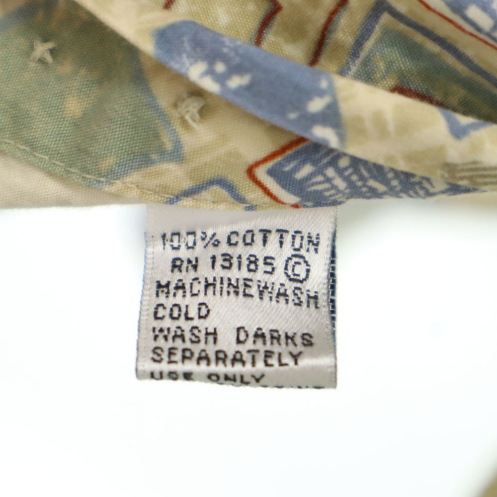 Pierre Cardin ピエールカルダン 90s 韓国製 オールド 総柄 半袖 シャツ M カーキ系 メンズ