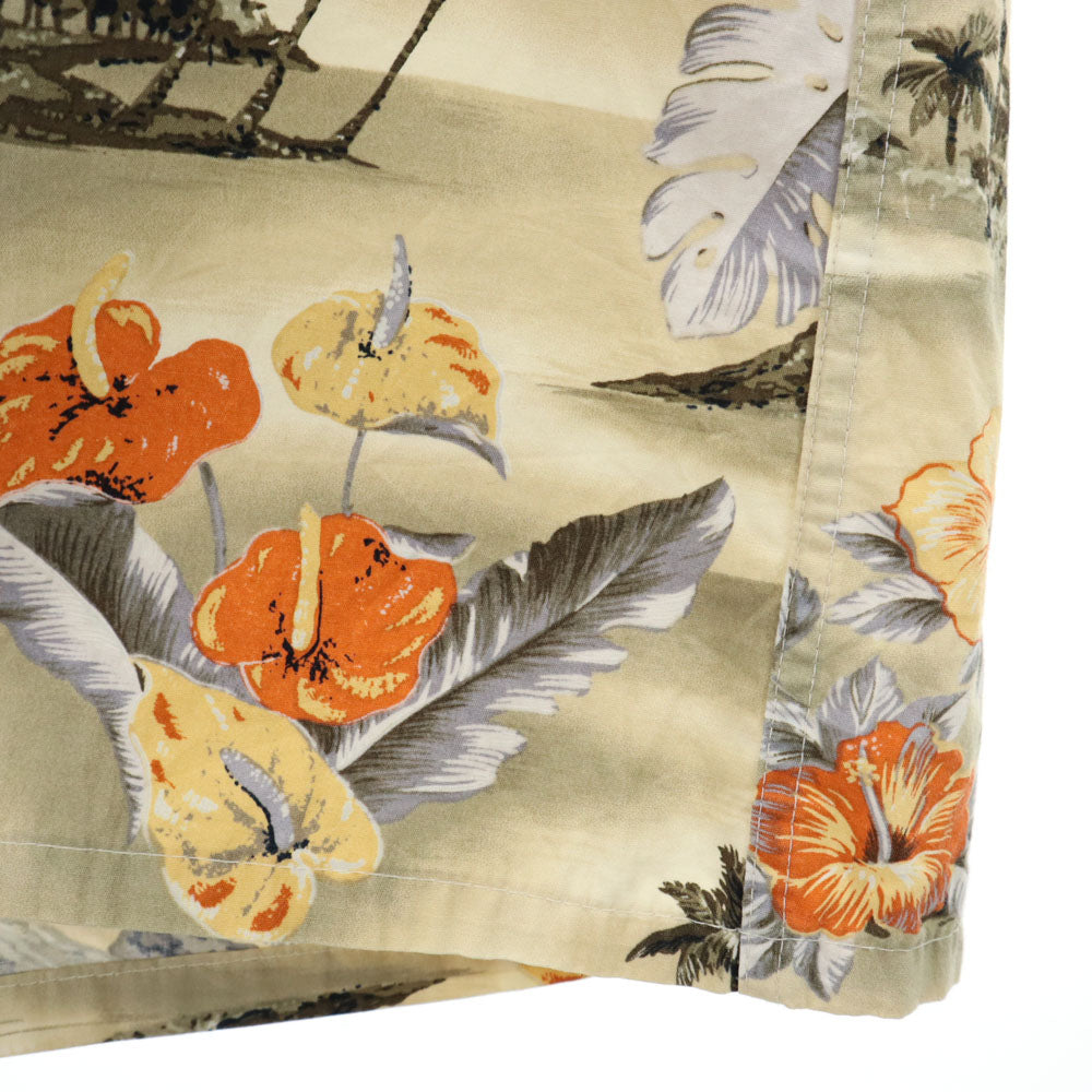 Pierre Cardin ピエールカルダン 90s 韓国製 オールド 総柄 半袖 アロハシャツ ベージュ系 メンズ